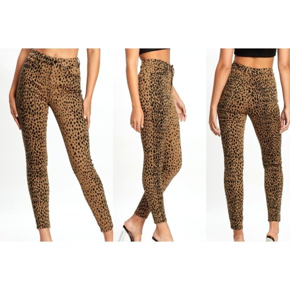 Good American Womens Good Waist Skinny Jeans 2/26 Animal Print Leopard High Rise - Picture 2 of 10